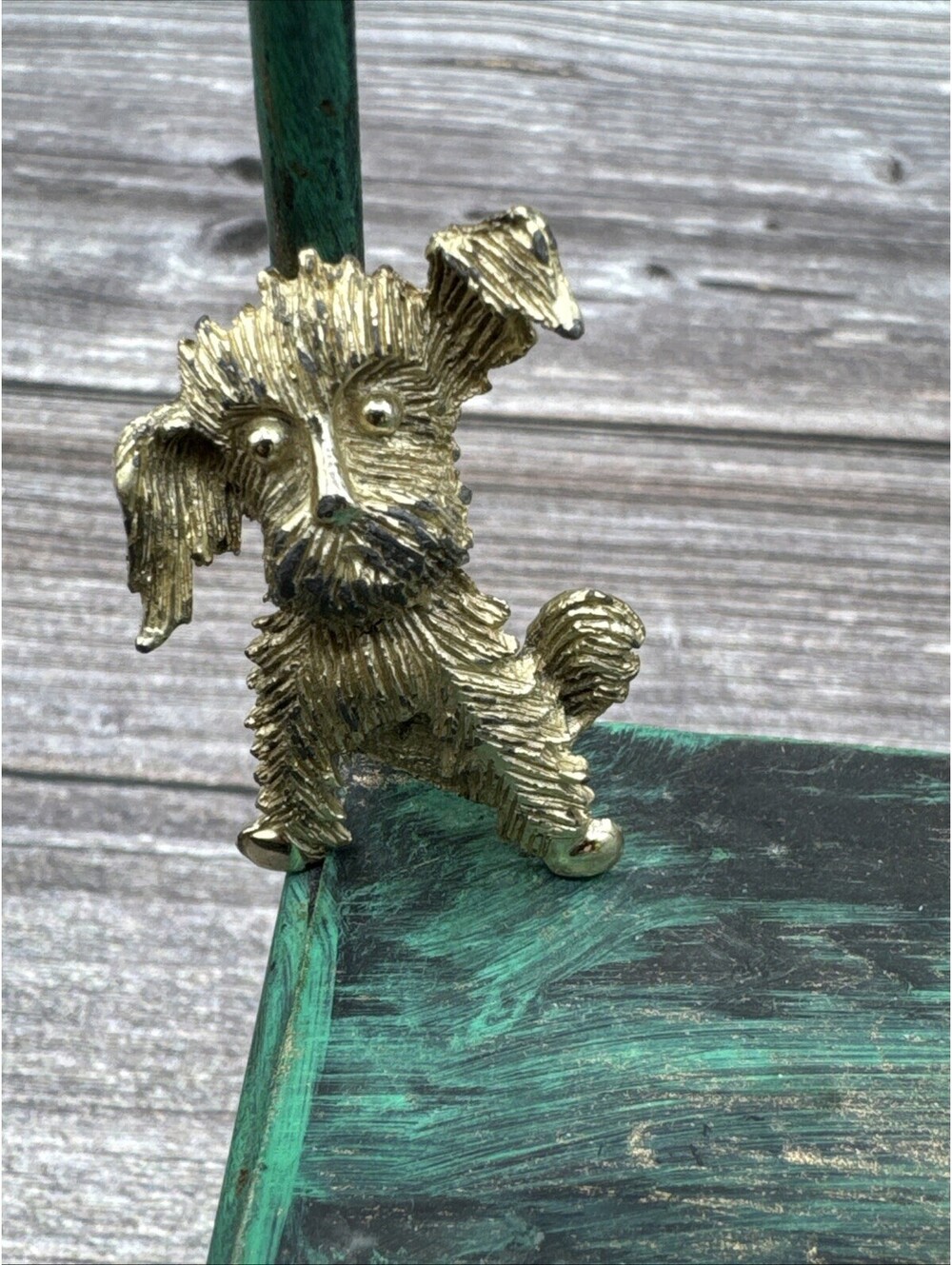 Dog Brooch Pin Gold Tone Shaggy Textured Etched Terrier 1.5” X 1” Vintage
